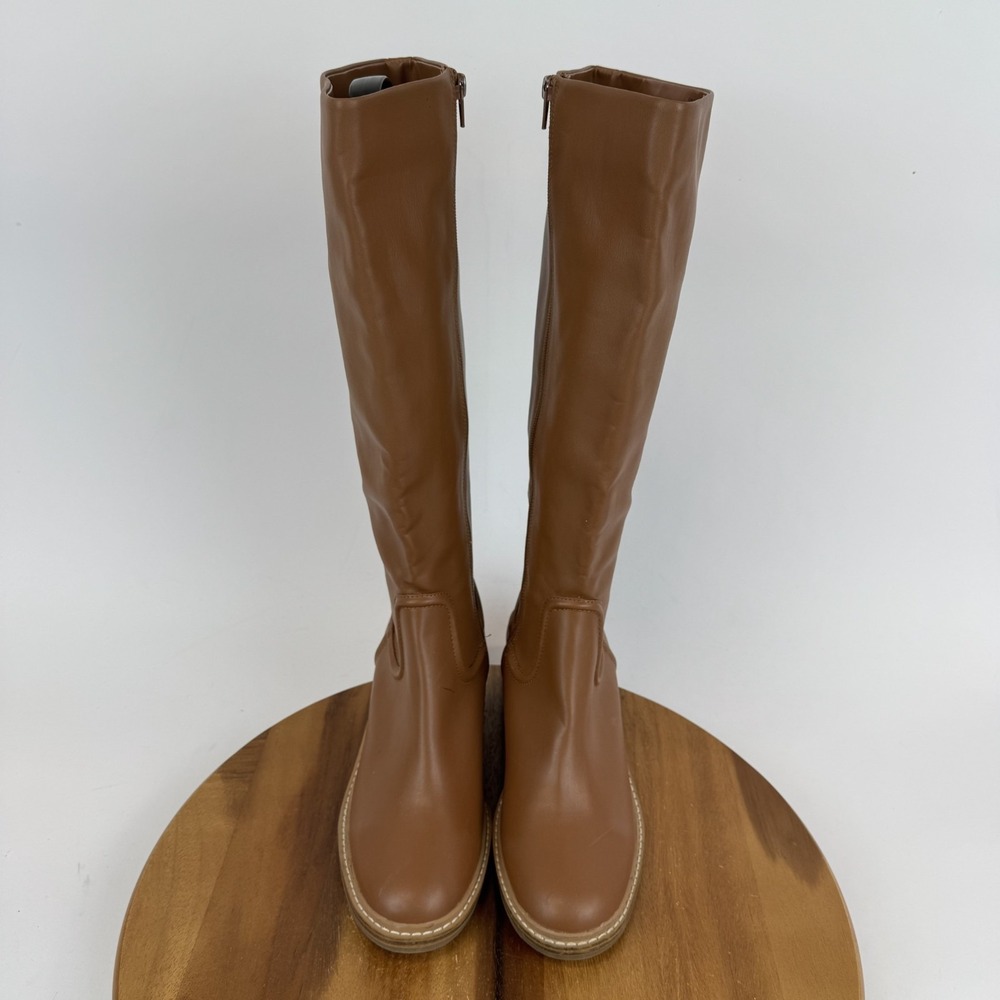 Womens Steven New York Calda Brown Faux Leather Knee High Riding Boots Size 9.5 - Picture 5 of 9